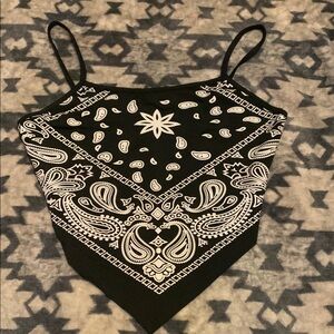 Black and White Bandana Print Women's Top